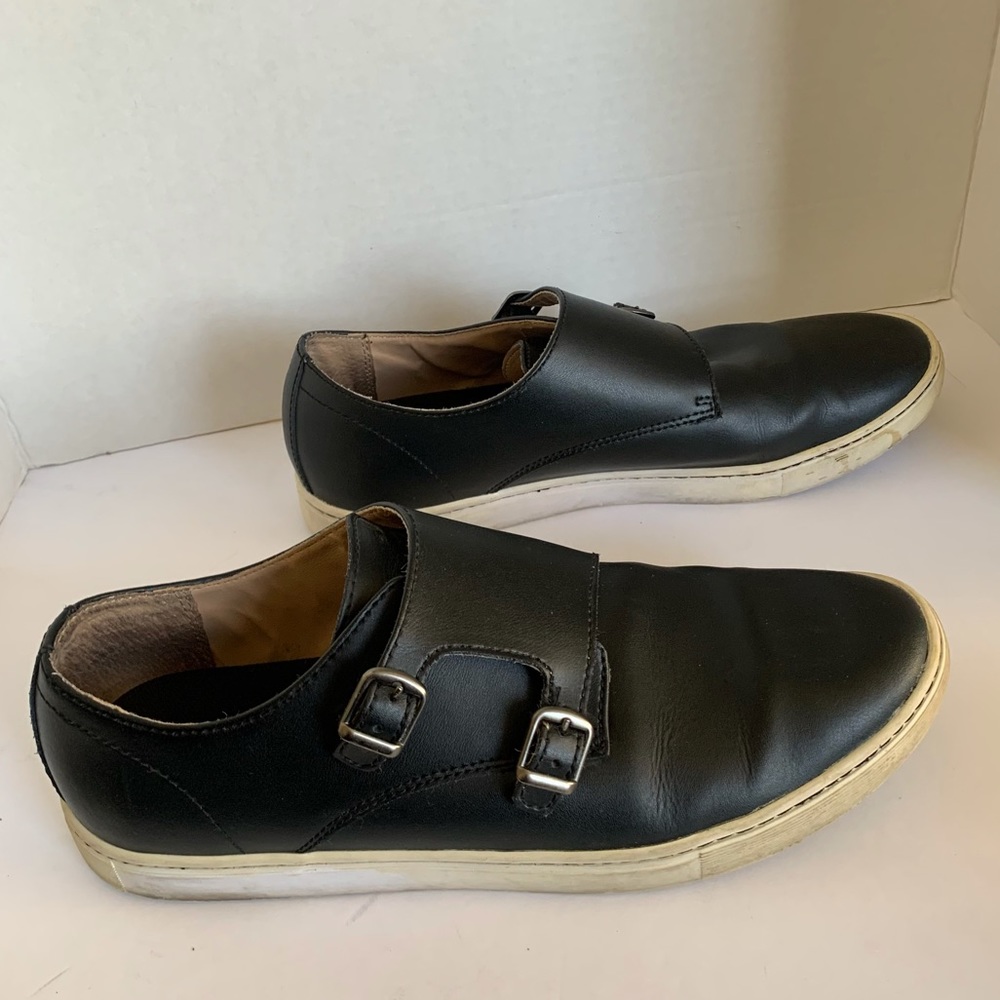 Nordstrom Black Leather Double Monk Strap Sneakers Men’s Shoes